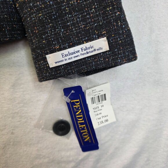 Pendleton Wool Silk Size 10 Jacket Double-Breasted Navy Speckled Tweed Deadstock - Picture 6 of 10